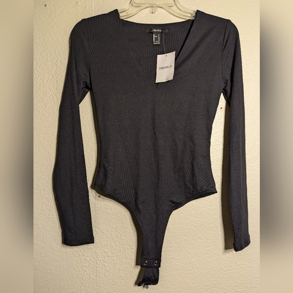 Forever 21 Other - Forever 21 Charcoal Long Sleeve Bodysuit Size Small